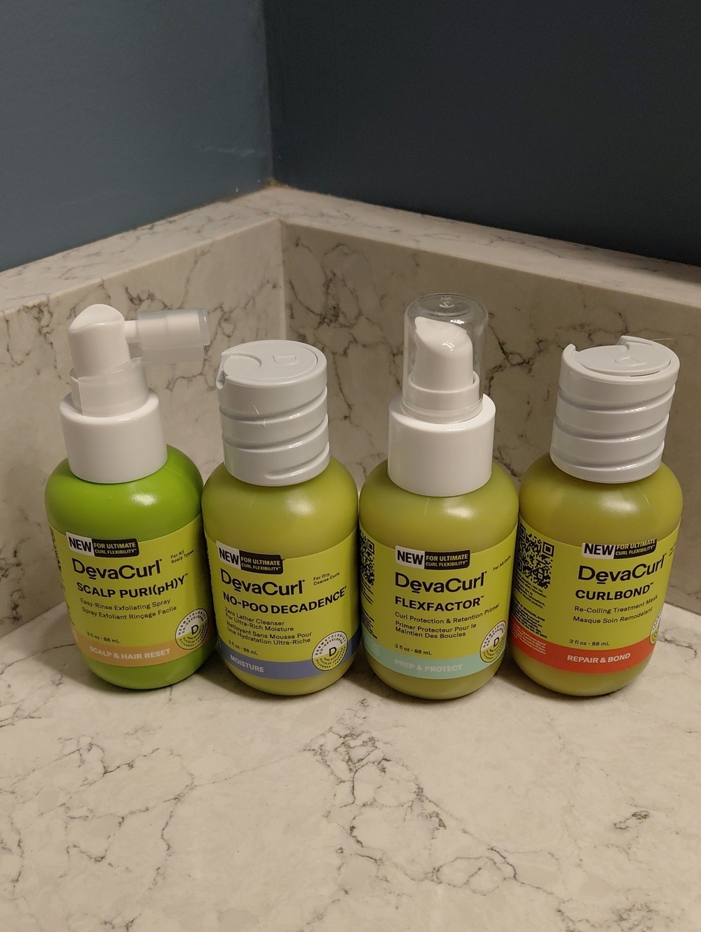 NEW DevaCurl Scalp Puriphy, No-Poo Decadence, Curlbond, Flexfactor 4 PIECE SET